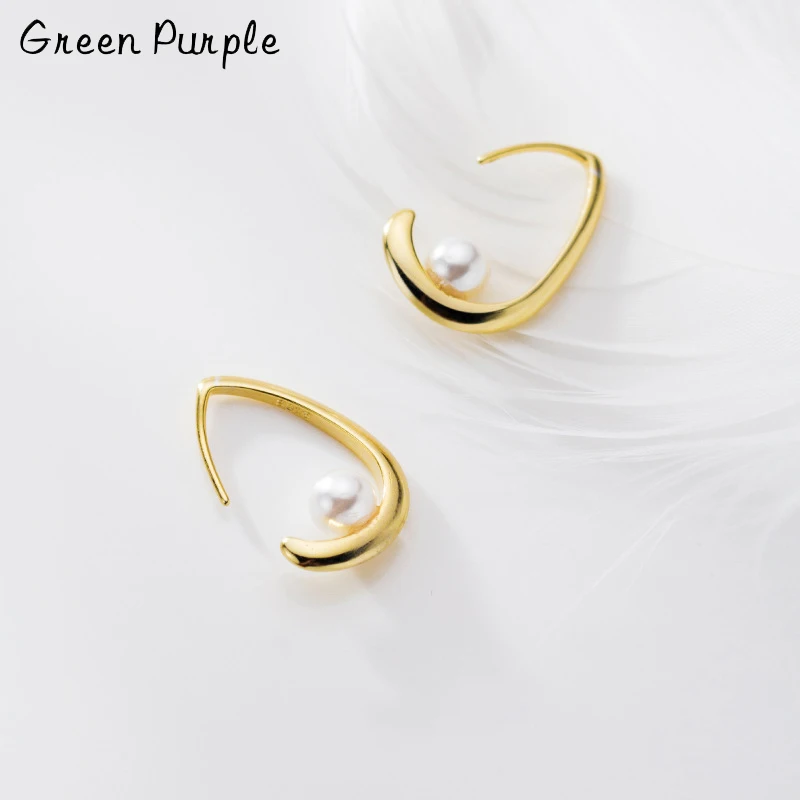 

Sterling Silver 925 Stud Earrings For Women's Minimalist Baroque Pearl Earring Luxury Unusual Funny Earings Fine Jewelry