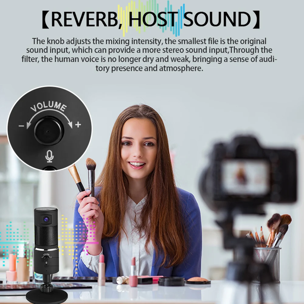 Беспроводной микрофон BT USB2.0 потоковый веб камера HD1080P для iPhone/iPad/Mac/Android