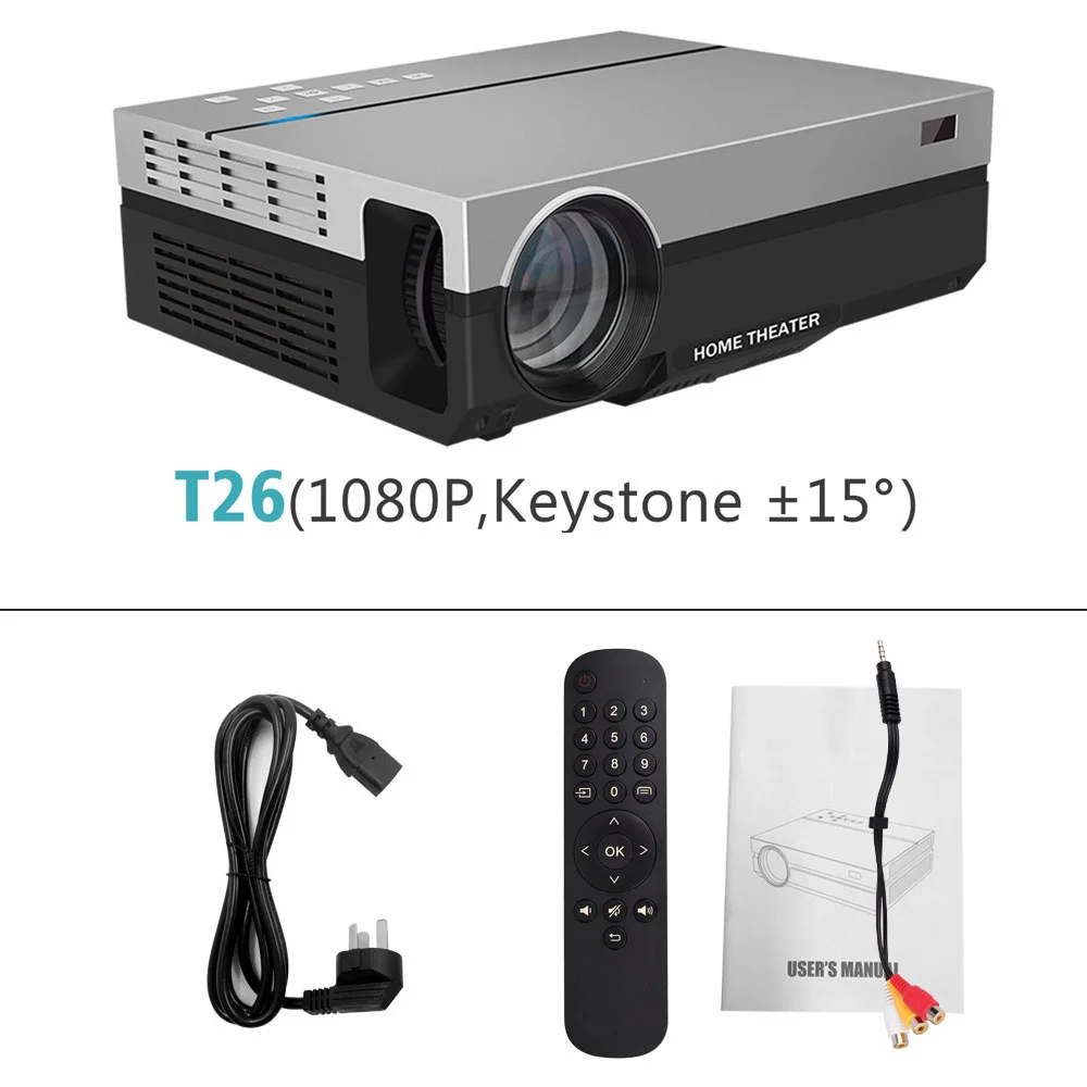 ThundeaL Full HD проектор T26K нативный 1080P 5500 люмен видео светодиодный ЖК домашний кинотеатр HDMI VGA USB tv 3D T26L T26 проектор - Цвет: T26 15Degree