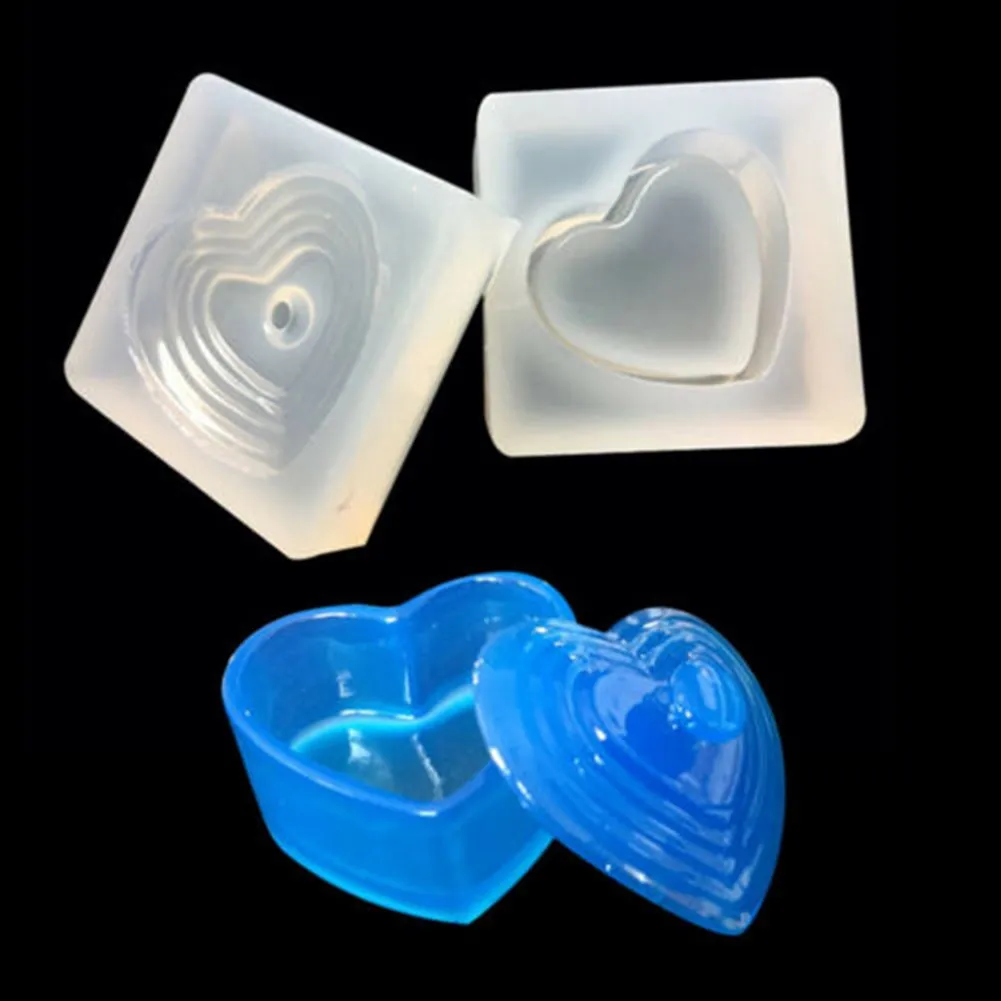 

Silicone Heart Shape Jewellery Storage Box Resin Mold Crystal Epoxy Casting Craft Making Mould For DIY Resin Craft