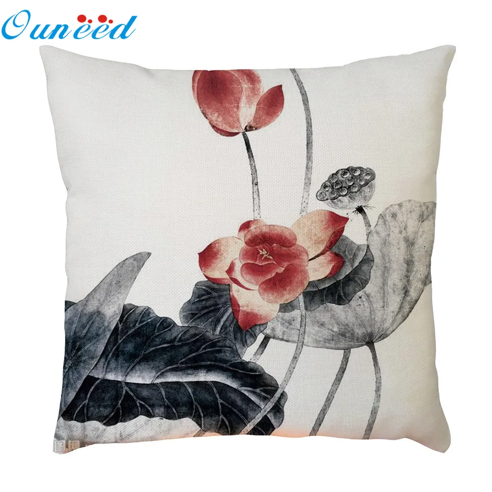 Наволочка с рисунком лотоса и чернилами чехол для подушки в цветочек наволочка
