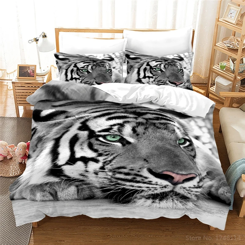 Комплект постельного белья с 3D принтом тигра животного и симпатичного ангела
