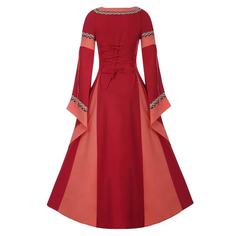 Лидер продаж воротник Длинный рукав с расклешенными рукавами длинное платье