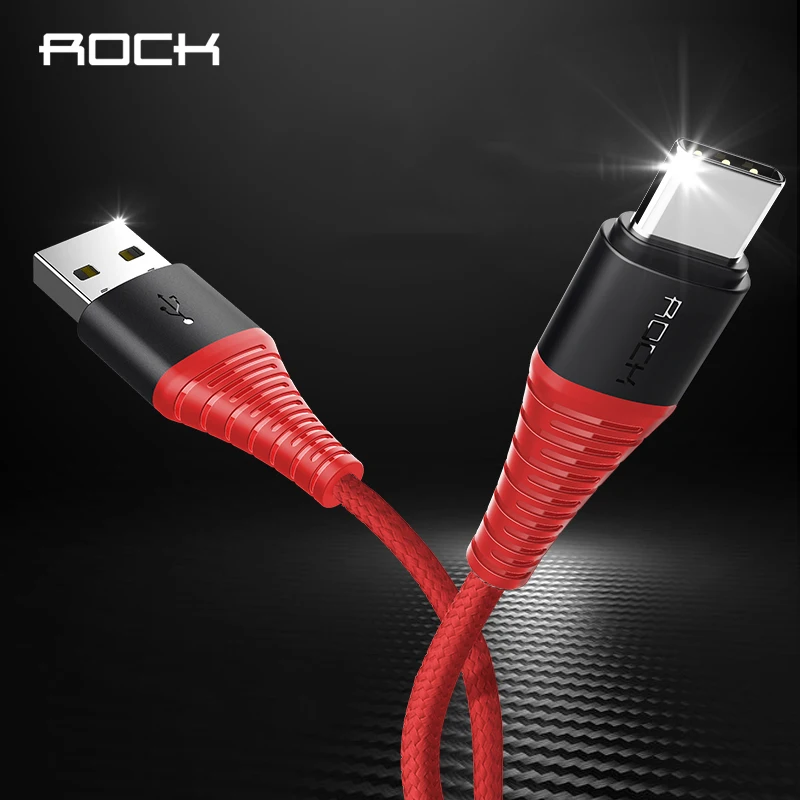 ROCK высокопрочный кабель USB Type C 3A c для быстрой зарядки и синхронизации данных Galaxy