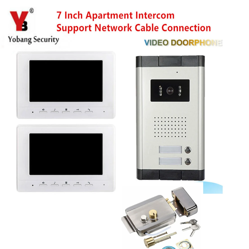 

7" Apartment Wired Video Interphone Audio Intercom Door Bell Video Deurbel Intercom Door System + Electric lock set