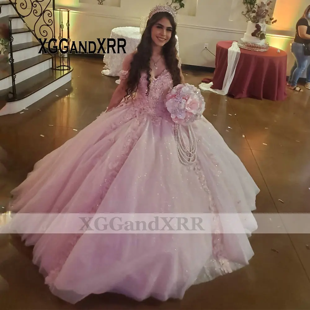 

Luxury Ball Gown Pink Quinceanera Dresses 2020 Sparkly Sweet 15 16 Princess Dress Girl Prom Birthday Party Dress Celebridad Gown