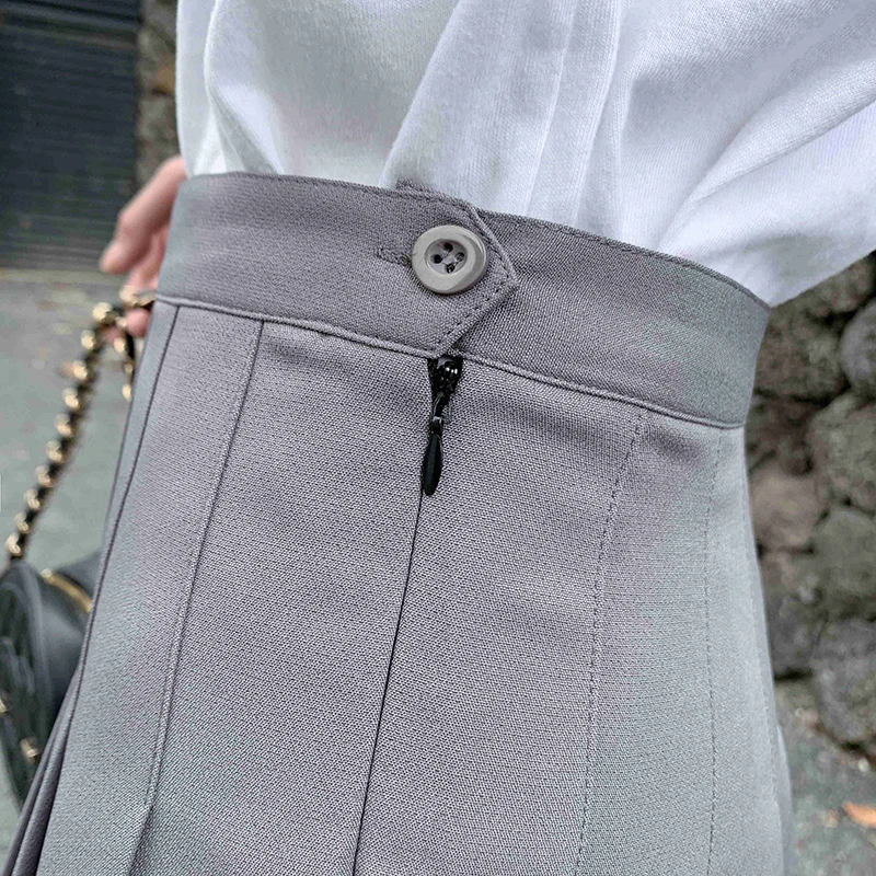 

2021 summer new A-line skirt casual all-match solid color pleated skirt women
