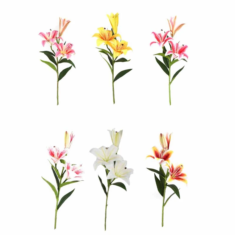 Искусственные лилии цветы ветки 1 шт. имитация цветка из латекса украшение для