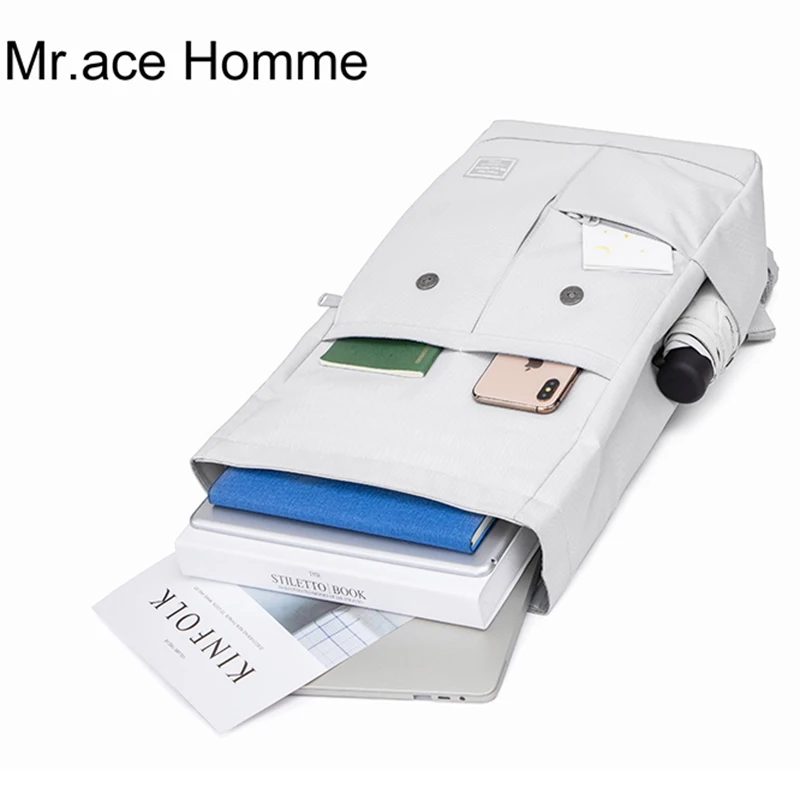 gray college laptop backpack women waterproof large knapsack men unisex computer bag boy school backpack for girl free global shipping