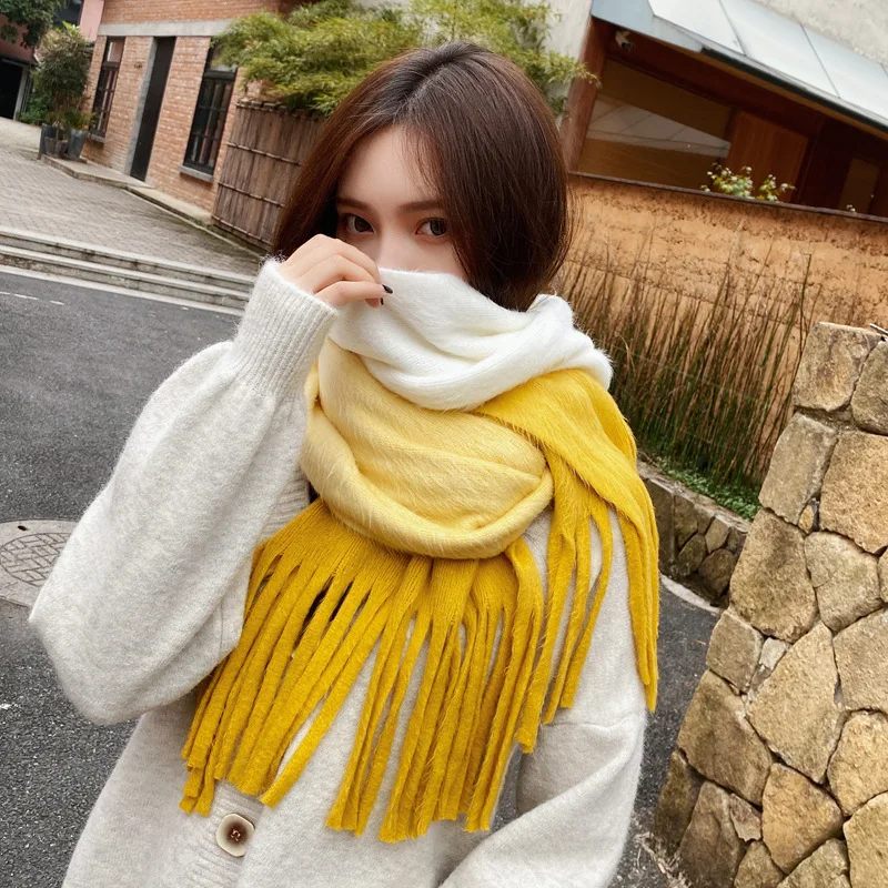 Новый Зимний шарф USPOP модные градиентные шарфы для женщин с кисточками Женская