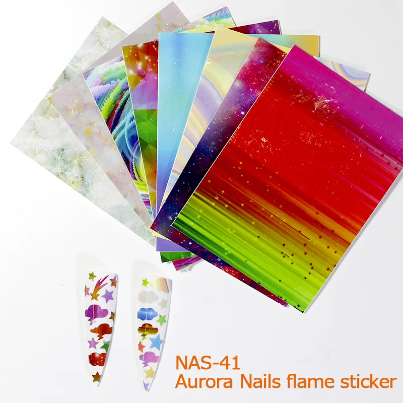 

16pcs/set 3D Holographic Fire Flame Nail Vinyls Stickers Glitter Laser Flames Nail Art Foil Transfer Sticker Decal Decorations