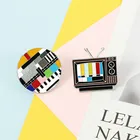 Эмалированная брошь в ретро-стиле для детей, креативная брошь для рубашек, курток, искусственных цветов, без сигнала, для ТВ-экрана, Ювелирное Украшение для мужчин и женщин