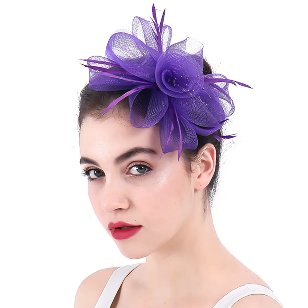 Фиолетовый свадьбы белые шляпы вечерние женские темно синие платья повязка на