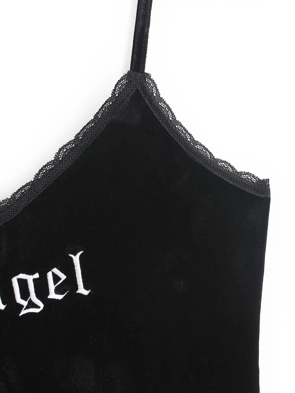 ZAFUL, сексуальный бархатный топ на бретельках с вышитыми буквами для женщин, укороченный кружевной жилет с глубоким v-образным вырезом, новейшая мода