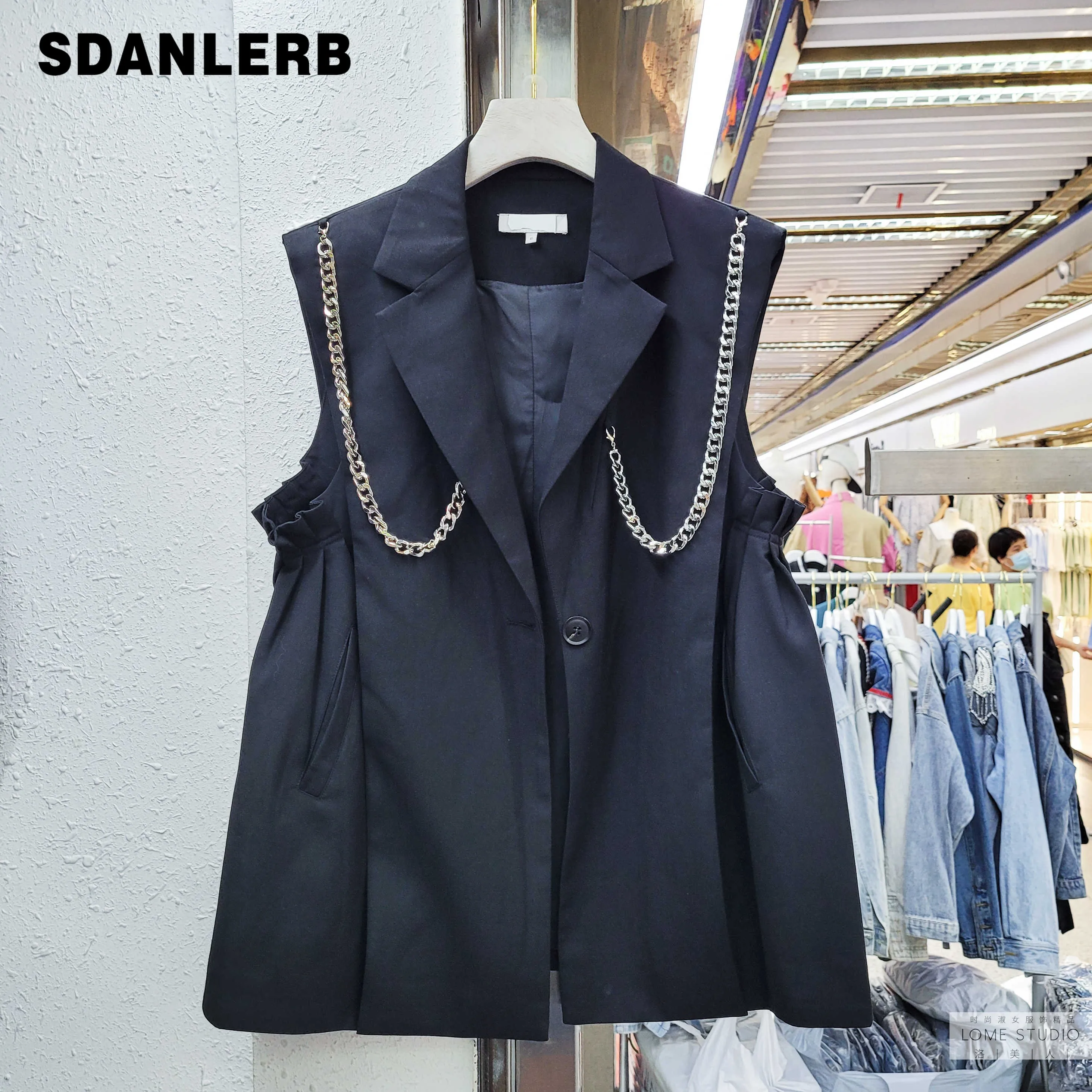 

Черный Блейзер жилет женский Осень 2021 новый стиль пальто средней длины без рукавов Офисная Женская мода жилет верхняя одежда