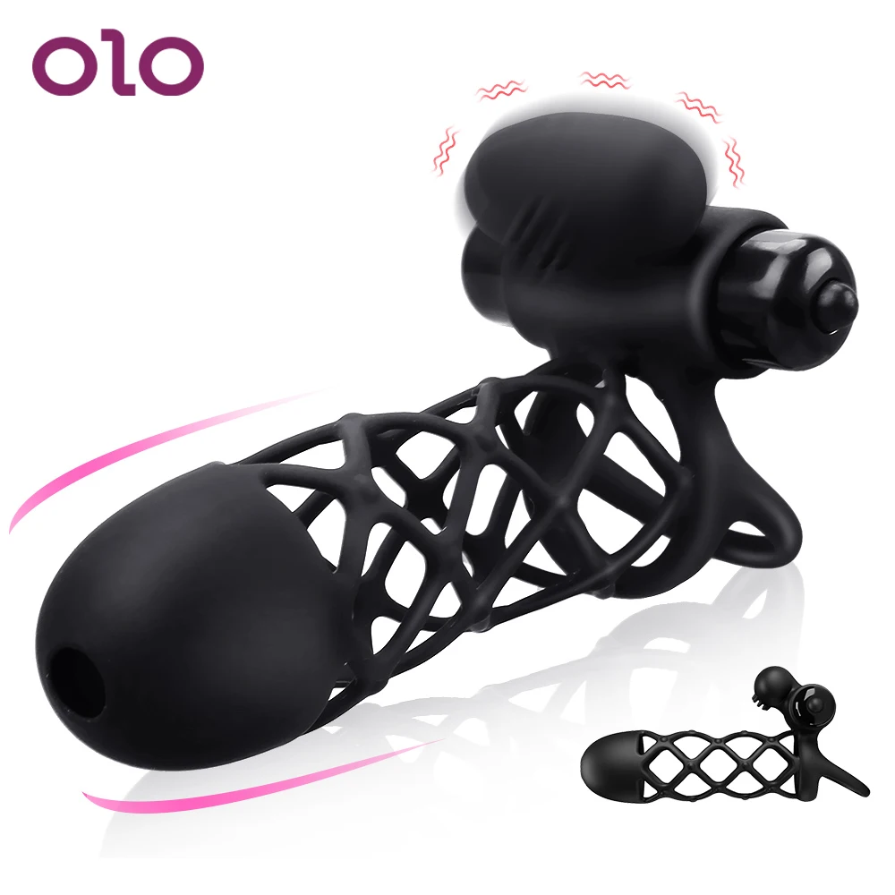 OLO вибратор рукав для пениса увеличитель мужской удлинитель 10 скоростей гибкая