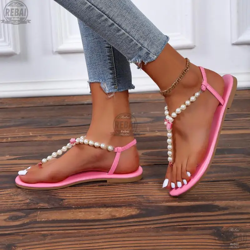 

Women's Sandals 2021 Clip Toe Female Shoes Summer Fashion Flip Flops Comfort Flats Woman Buckle Straps Beach Ladies Sandalias
