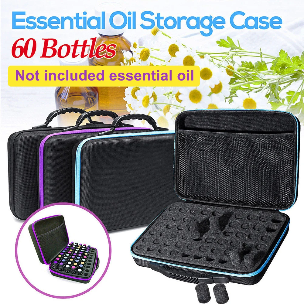 

60 Slots 15ml Aromatherapy Handbag Durable Storage Case Bottle Carry Zipper Travel Box Shockproof Holder Essential Oil EVA