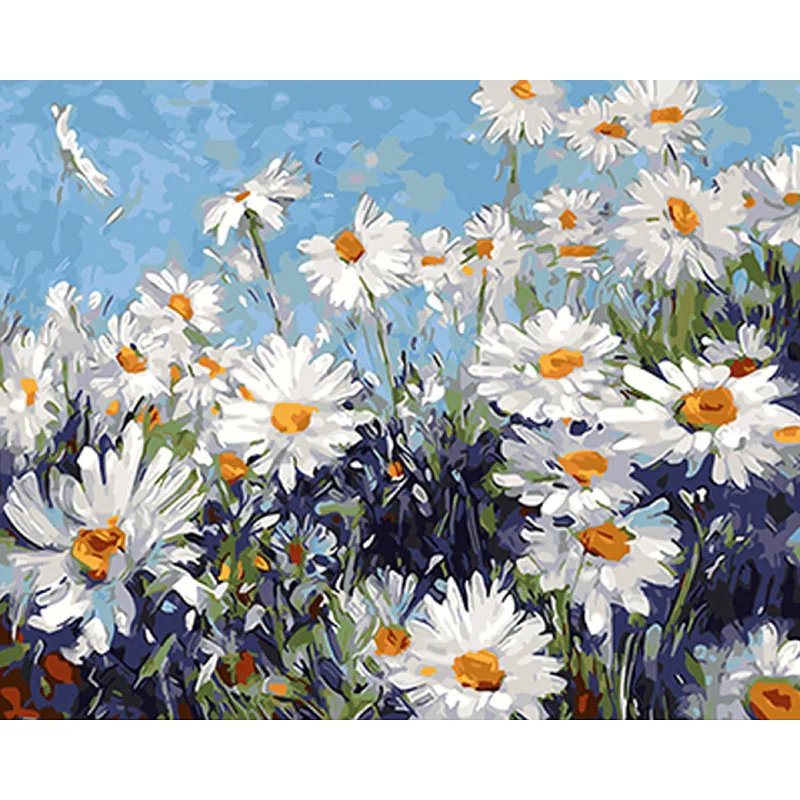 

Frameless White Flowers DIY Painting By Numbers Modern Wall Art Picture Acrylic Paint Unique Gift For Home Decor 40x50cm Artwork