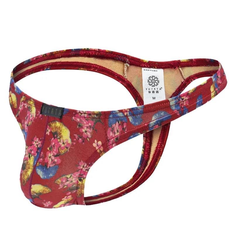 Мужские сексуальные трусы с низкой талией принтом дышащие плавки стринги |