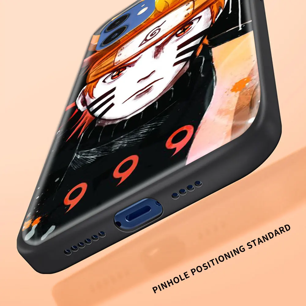 

Phone Case For iPhone 11 Pro 12 Pro Max XR 7 8 SE 2020 X XS Max 6 7 8 Plus Luxury Black Shell Cover Sasuke Naruto