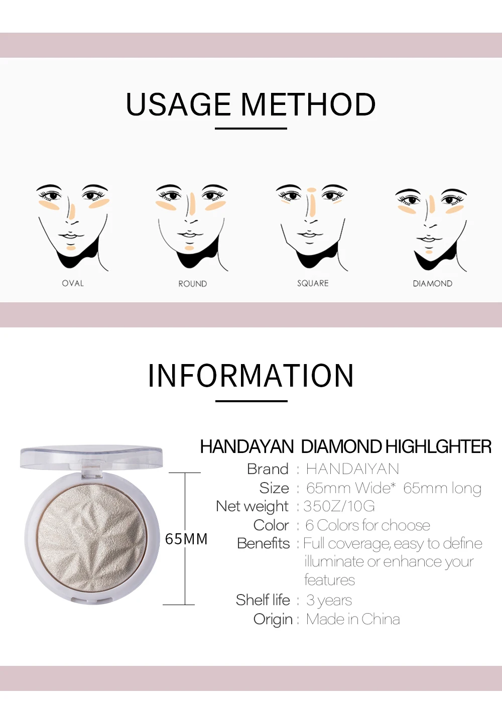 handaiyan Одноцветный запеченный бронзатор светящиеся наборы для осветления лица осветитель мерцающий хайлайтер мерцающая пудра для макияжа