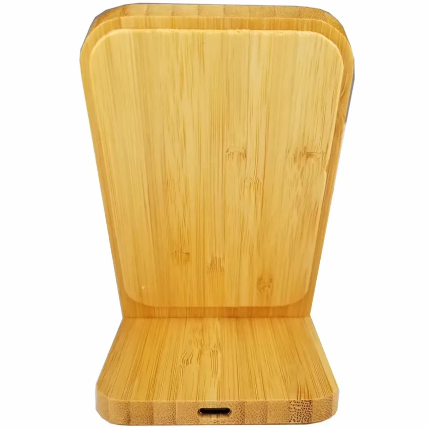 Беспроводная Индукционная зарядная док станция Qi из бамбукового дерева для Iphone