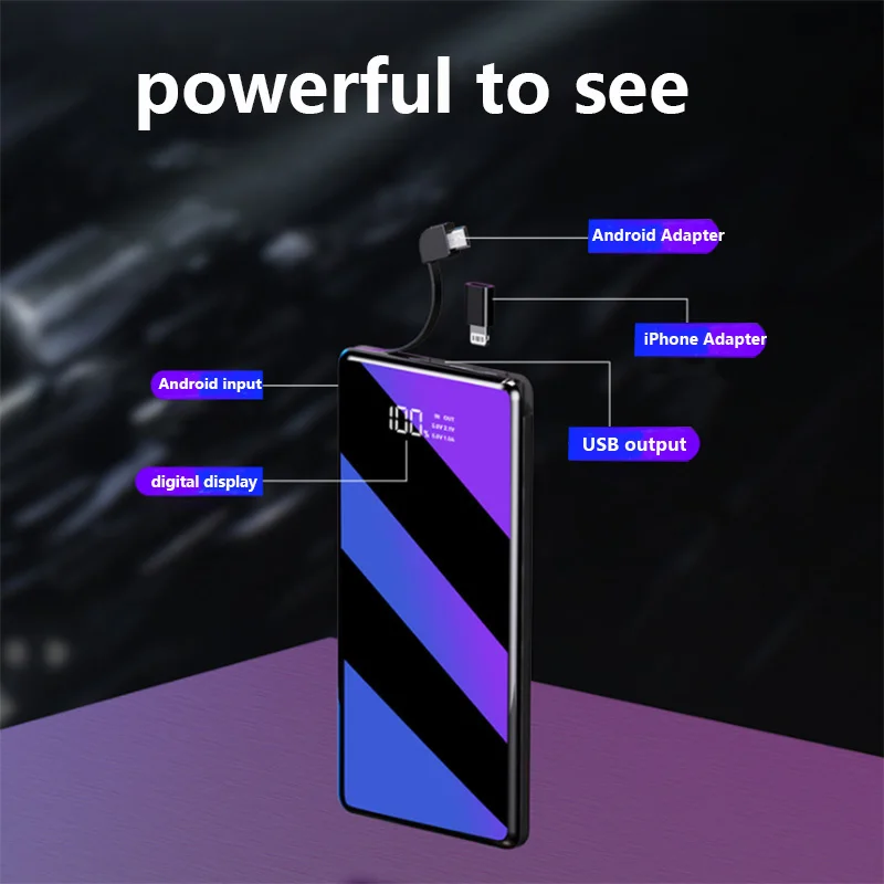 Внешний аккумулятор на 10000 мАч портативное зарядное устройство тонкий