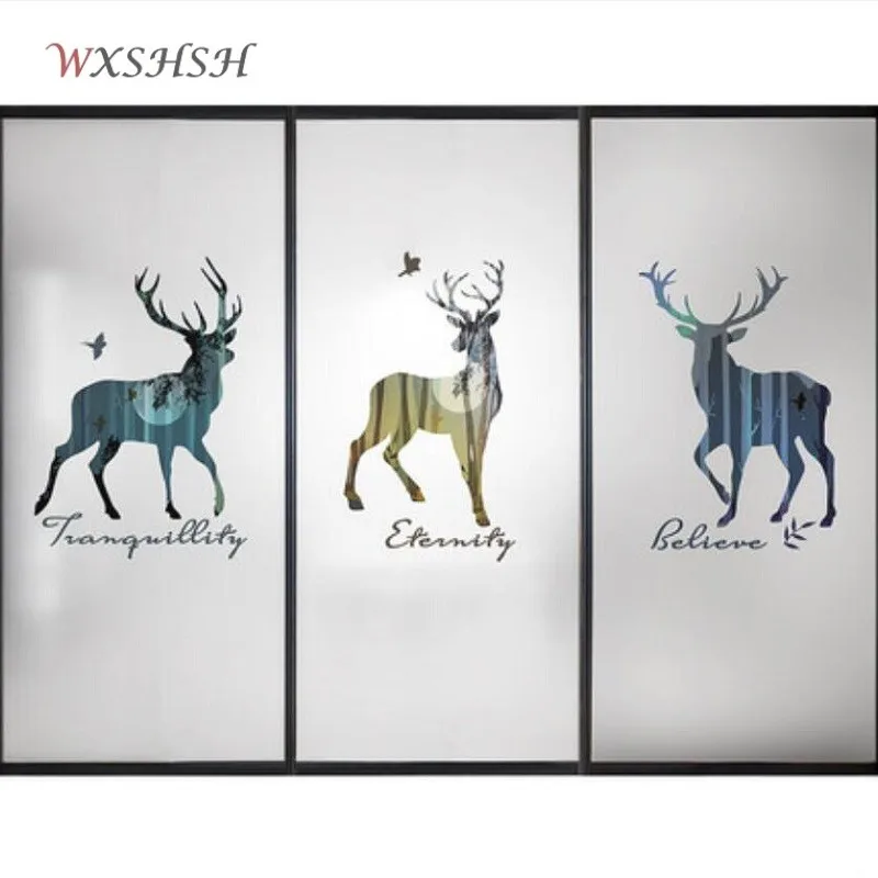 Статическая Наклейка на окно с рисунком оленя прочная декоративная пленка для