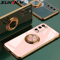 luxury plating soft tpu cases for samsung galaxy s22 s20 fe s21 note 20 ultra 10 plus a52 a72 a32 a42 5g ring holder stand funda