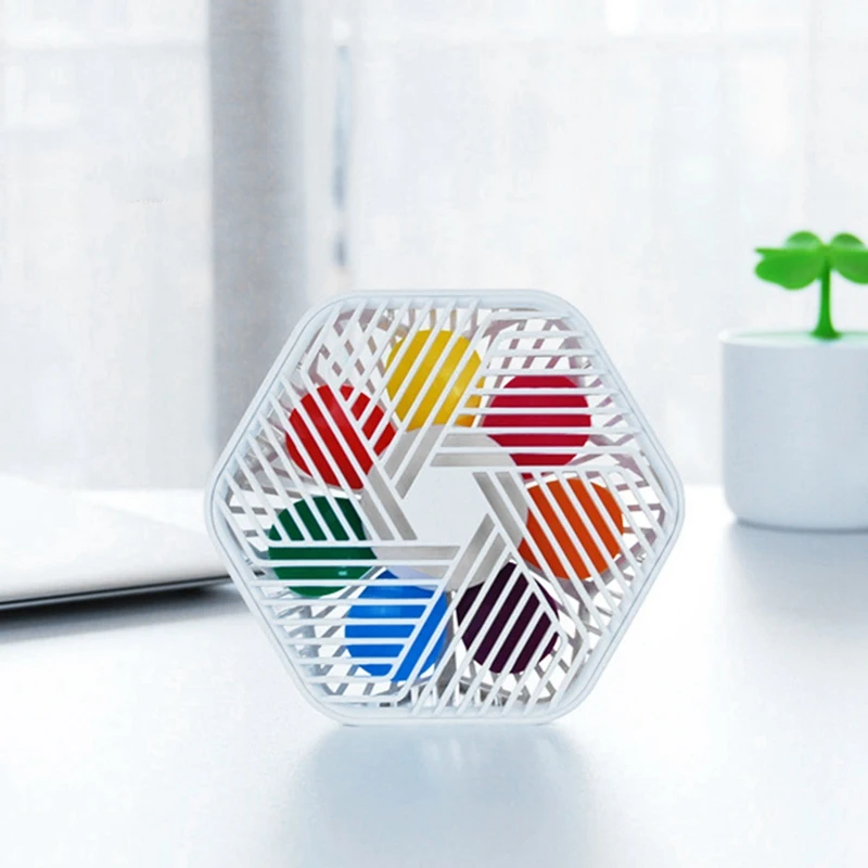 

EAS-Hexagonal Design Office Dormitory Electric Fan Student USB Mini Fan