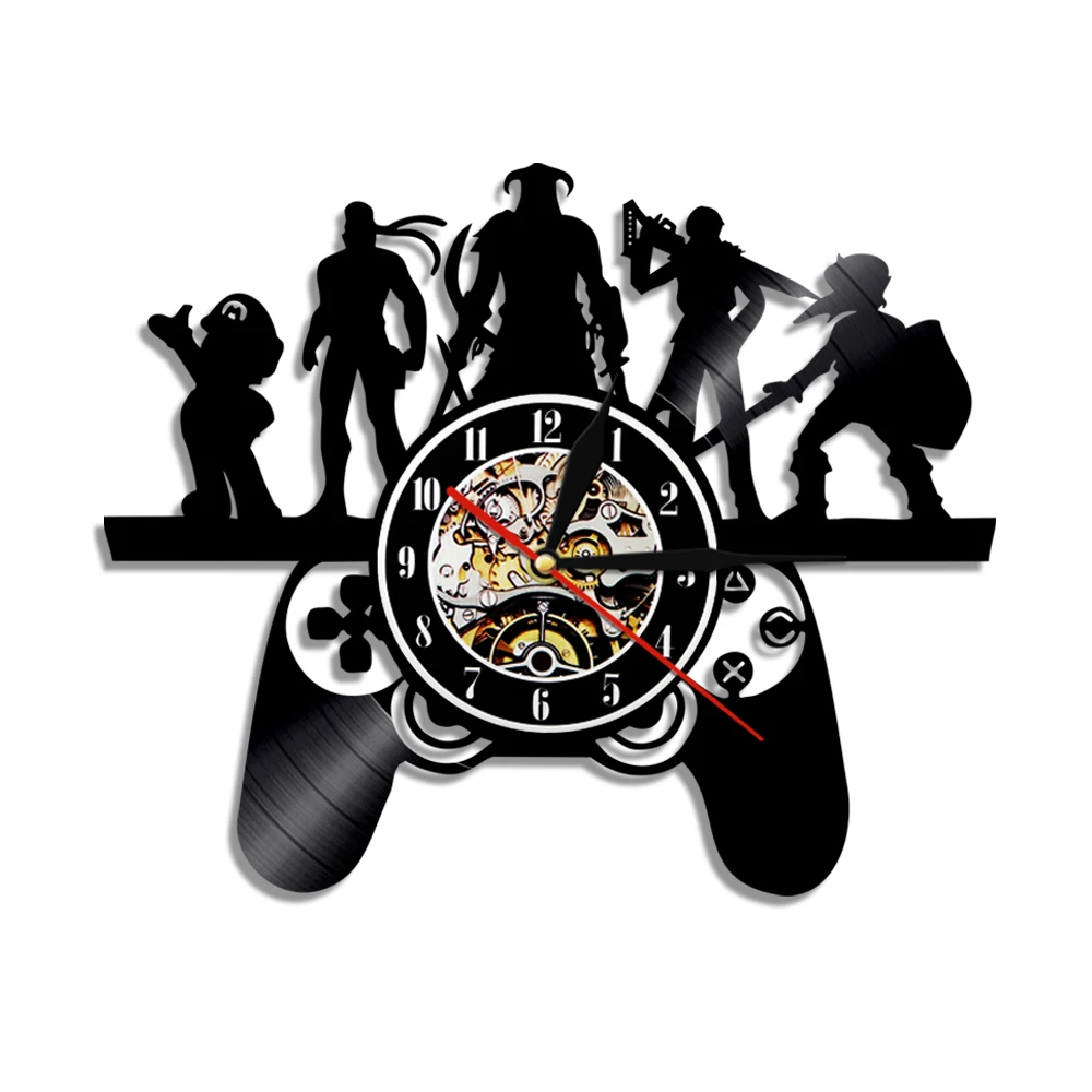 

Video Game Controller Vinyl Record Wall Clock Modern Design Retro Album Record Laser Cut Wall Clock Gamer Playing Console Gift
