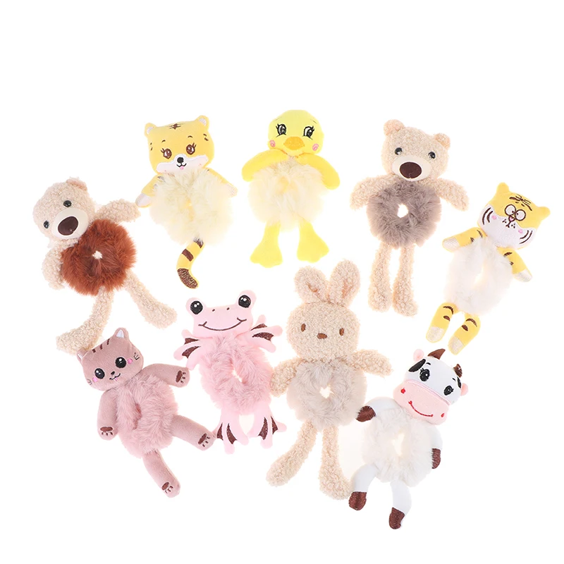 

Cute Plush Bear Frog Hair Rope Fashion Women Hair Scrunchies Girls Elastic Hair Band Hair Ring Ponytail Holder Hair Accessories