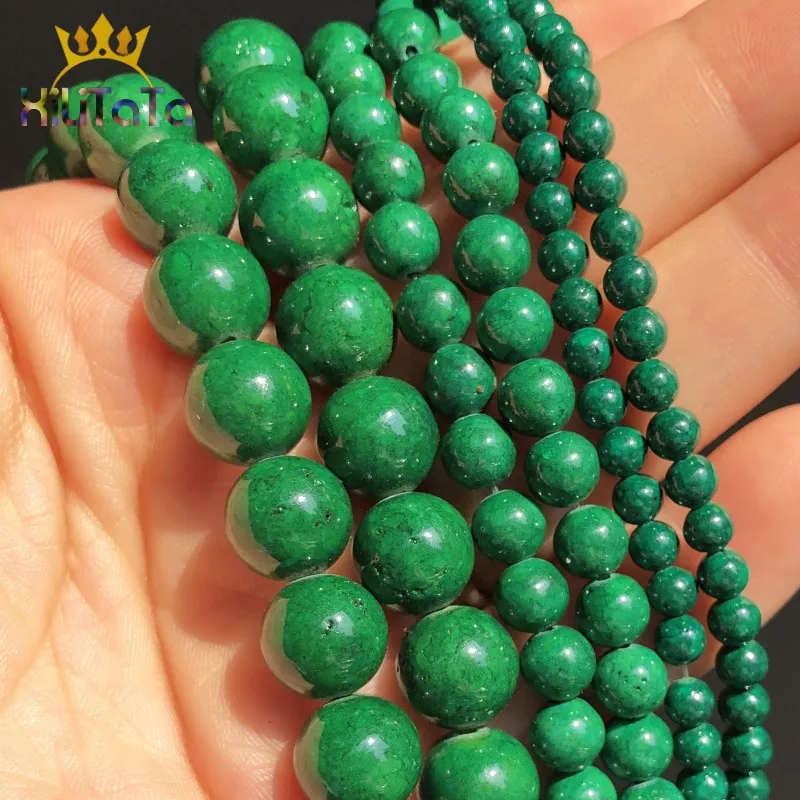 Темно зеленые окаменелости яшмы круглые бусины Свободные для самостоятельного