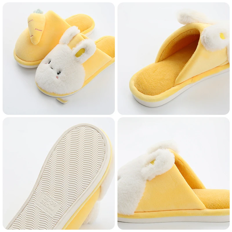 

Women fur slippers Cute rabbit slippers Winter Keep warm Indoor shoes for girls Non slip Soft Funny slippers women Memory Foam