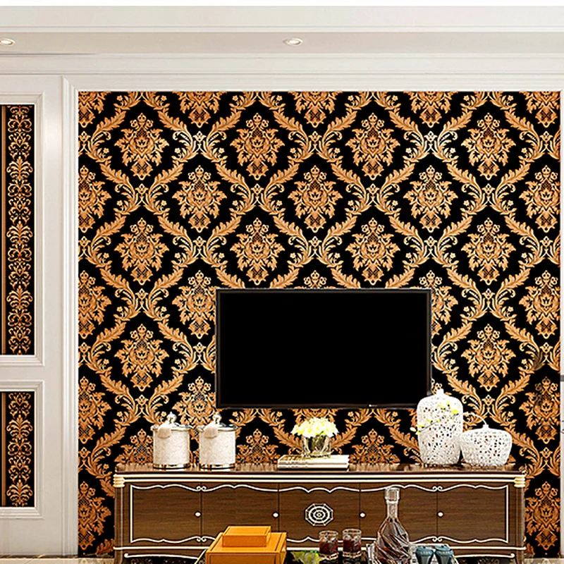 

3D European Damascus Wallpaper Waterproof Red Warm Bedroom Living Room Project TV Background Wallpaper