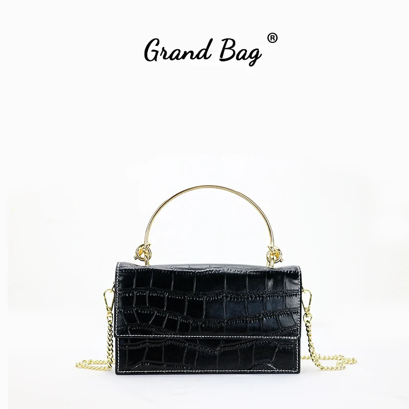 Монограмма новый дизайн тисненая крокодиловая кожа наплечная цепочка кошелек