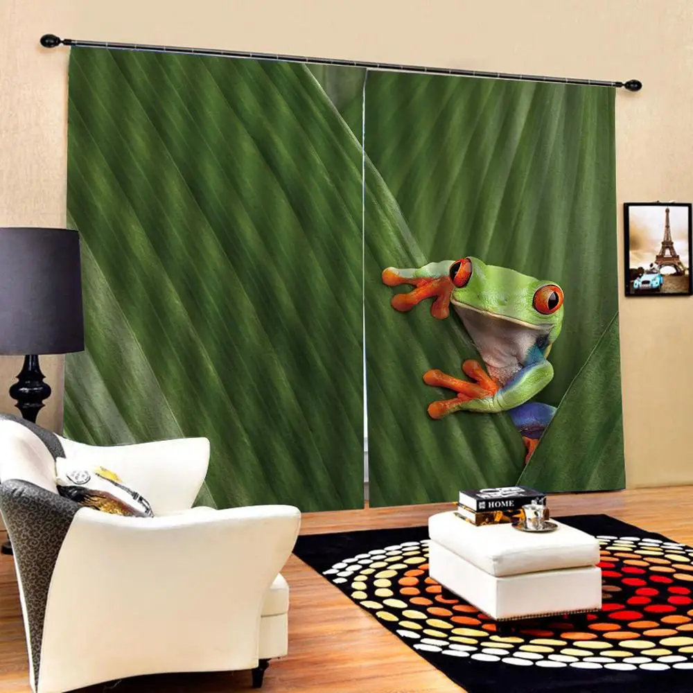 

green curtains leaf curtain 3D Window Curtain Dinosaur print Luxury Blackout For Living Room Blackout curtain