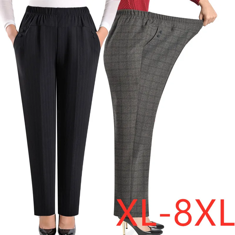 Extra Large Size Women Pants Loose High Elastic Elastic Pants Middle-aged Clothing 6XL 7XL 8XL Autumn Pants Female Trousers