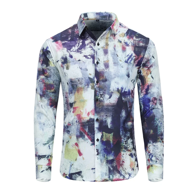Мужская приталенная рубашка с цветочным принтом для свадебной вечеринки | одежда