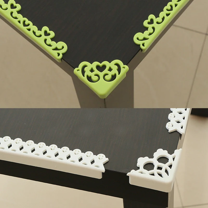 Protector de esquinas de seguridad para beb&eacute;s y ni&ntilde;os, Protector de bordes de seguridad suave con patr&oacute;n de flores huecas, para mesa y escritorio, 4 unids/lote-3