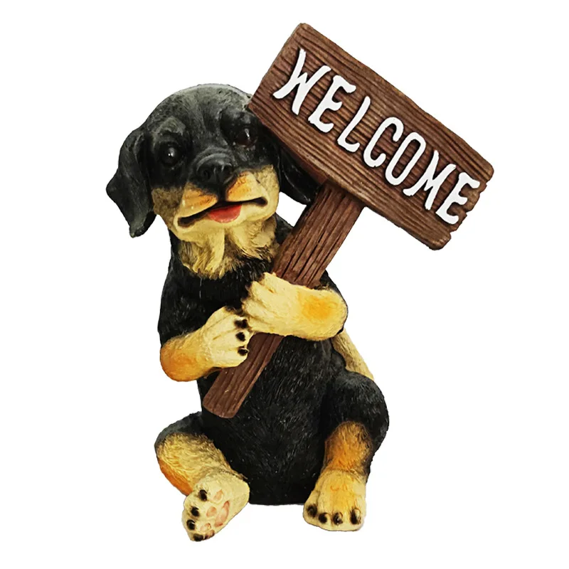 

Fashion Lifelike Artificial Resin Animal Home Garden Decoration Accessories Welcome Dog Handicraft Hotel Decoration Wholesale