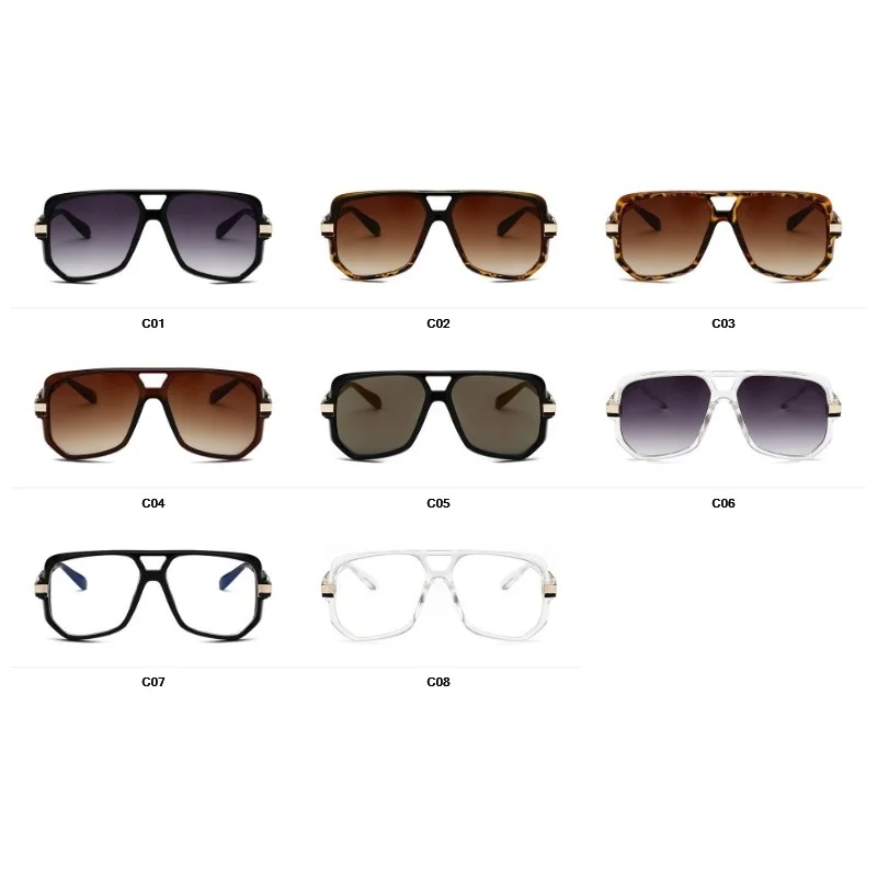 

Oversize Mens Fashion Sunglasses Vintage Designer Brand Men Sun Glasses Square Frame Gradient UV400 Shades
