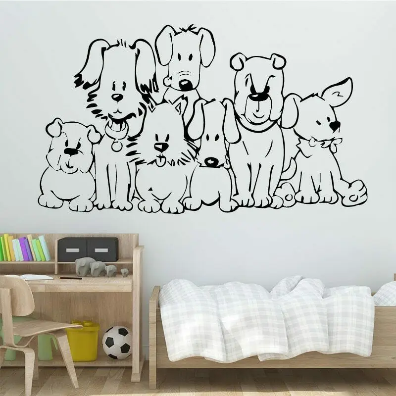 

Lovely Dogs Wall Decal Cartoon Dogs Nursery Baby Kids Room Decor Sticker Vinyl Removable Art Home Decoration Accessories Z556