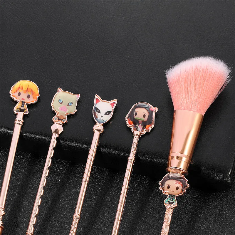 

5pcs Makeup Brush Set Anime Demon Slayer Makeup Brush Tool Face Cosmetic Powder Highlight Blending Eyebrow Eyeshadow Brush Kit