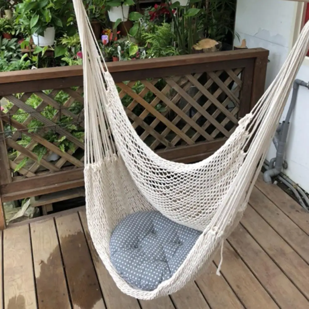 Фото Nordic Style White Hammock Outdoor Indoor Garden Dormitory Bedroom Hanging Chair For Child Adult Swinging Single Safety Мебель Nordic Style White Hammock Outdoor Indoor Garden Dormitory Bedroom Hanging Chair For Child Adult Swinging Single Safety Мебель