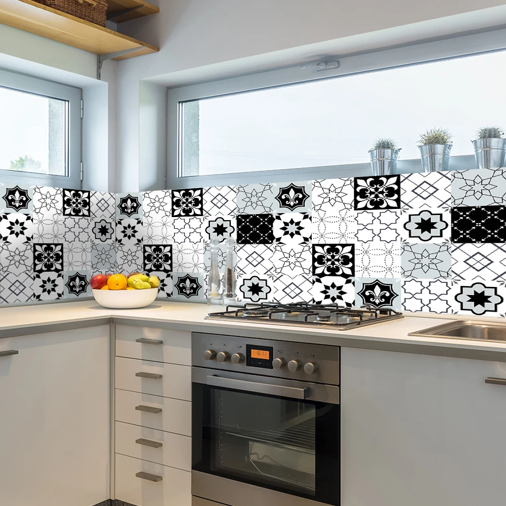 10pcs gray retro pattern tiles sticker matte surface hard wearing wall decals kitchen bathroom tile floor renovation diy sticker free global shipping