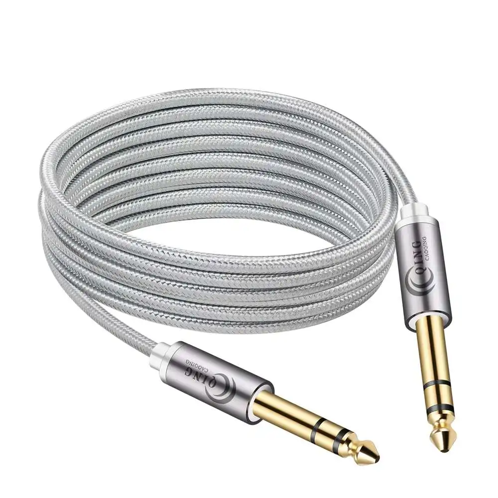 635mm zu 635mm stereo kabel nylon geflecht 14 zoll männlichen trs lautsprecher amp kabel jack für e gitarre verstärker bass tastatur