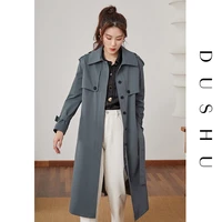 dushu plus size waterproof long trench coat women casual streetwear oversized windbreaker jacket female elegant spring coat 2021