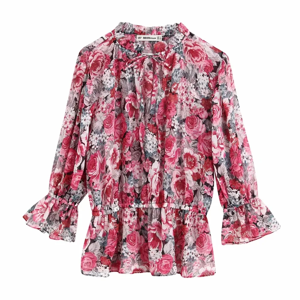 Увядший engand стильный элегантный винтажный цветочный принт лук blusas mujer de moda кимоно рубашка женские топы футболки размера плюс